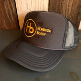 Hermosa Beach THE NEW STYLE High Crown Trucker Hat - Charcoal (Curved Brim)