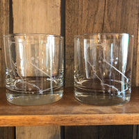 California State Map Etched Whiskey Glass