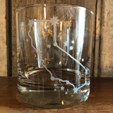 California State Map Etched Whiskey Glass