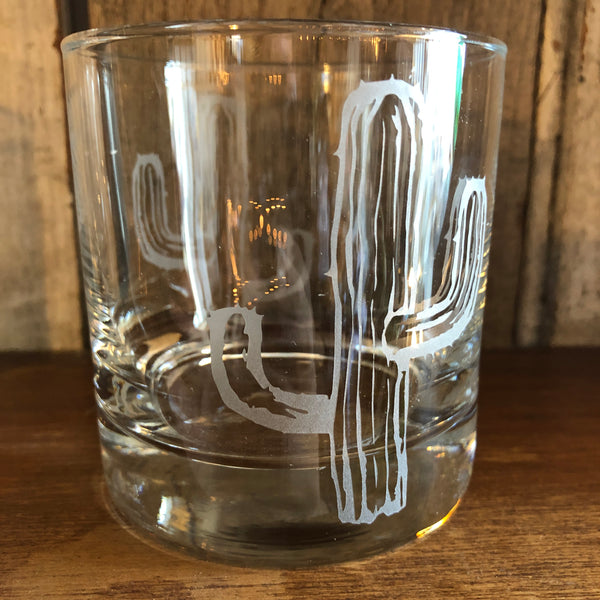 Cactus Etched Whiskey Glass