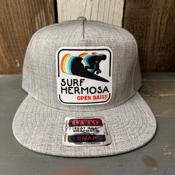 Hermosa Beach SURF HERMOSA :: OPEN DAILY Premium 5-Panel Mid Profile Snapback Hat - Grey