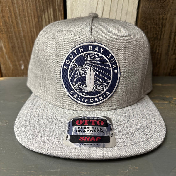 SOUTH BAY SURF (Navy Colored Patch) Premium 5-Panel Mid Profile Snapback Hat - Grey