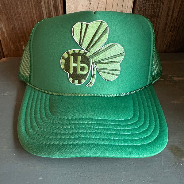 'Limited Edition' GET LUCKY IN HERMOSA High Crown Shamrock Trucker Hat  (GOLD :: GREEN :: WHITE :: SEAFOAM)