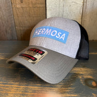 Hermosa Beach BLUE SUPREME HERMOSA 6 Panel Low Profile Mesh Back Trucker Hat - OliveGreen/HeatherGray/Black