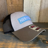 Hermosa Beach BLUE SUPREME HERMOSA 6 Panel Low Profile Mesh Back Trucker Hat - OliveGreen/HeatherGray/Black