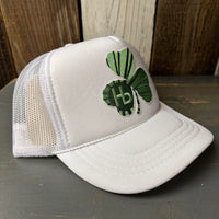 YOUTH 'Limited Edition' GET LUCKY IN HERMOSA Shamrock Trucker Hat - White