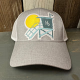 Hermosa Beach LIFEGUARD TOWER 6 Panel Low Profile Mesh Back Trucker Hat - Heather Grey/White