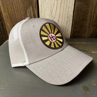 Hermosa Beach SUNBEAMS 6 Panel Low Profile Mesh Back Trucker Hat - Heather Grey/White