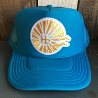 Hermosa Beach CLASSIC LOGO High Crown Trucker Hat - Turquoise Blue
