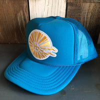 Hermosa Beach CLASSIC LOGO High Crown Trucker Hat - Turquoise Blue