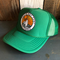 Hermosa Beach SOUTH BAY SURF (Multi Colored Patch) High Crown Trucker Hat - Kelly Green