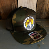 Hermosa Beach SOUTH BAY SURF (Multi Colored Patch) Camouflage 6 Panel Mid Profile Mesh Back Snapback Trucker Hat - Dark Green/Brown/Black