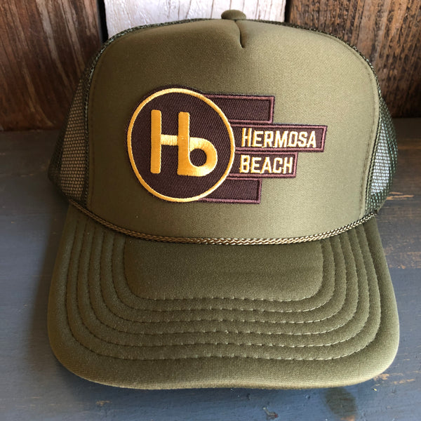 Hermosa Beach THE NEW STYLE High Crown Trucker Hat - Olive