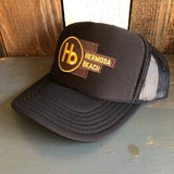 Hermosa Beach THE NEW STYLE High Crown Trucker Hat - Black (Curved Brim)