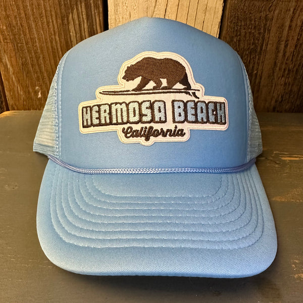 Hermosa Beach SURFING GRIZZLY BEAR High Crown Summer Foam Front/Mesh Back - Columbia Blue