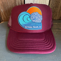 Hermosa Beach TUBULAR High Crown Trucker Hat - Burgundy Maroon