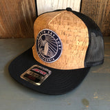 Hermosa Beach SOUTH BAY SURF (Navy Patch) Premium Cork Trucker Hat - (Black/Cork)