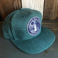 SOUTH BAY SURF (Navy Patch) - 6 Panel Mid Profile Baseball Cap - Dark Green