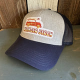 Hermosa Beach WOODIE 6 Panel Low Profile Mesh Back Trucker Hat - Navy/Heather Grey