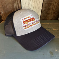 Hermosa Beach WOODIE 6 Panel Low Profile Mesh Back Trucker Hat - Navy/Heather Grey