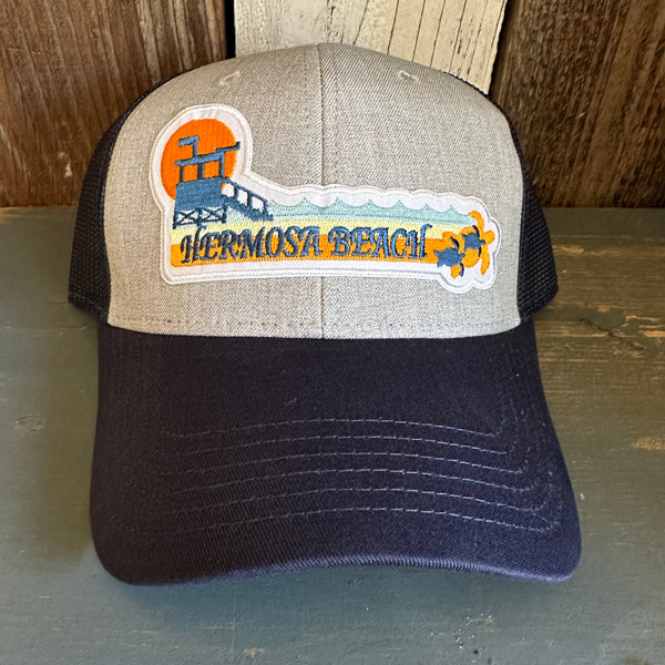 Hermosa Beach GOLDEN HOUR 6 Panel Low Profile Mesh Back Trucker Hat - Navy/Heather Grey