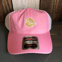 Hermosa Beach CLASSIC MINI LOGO 6 Panel Low Profile "OTTO COMFY FIT" Mesh Back Trucker Hat - Pink/Pink/White