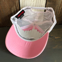 Hermosa Beach CLASSIC MINI LOGO 6 Panel Low Profile "OTTO COMFY FIT" Mesh Back Trucker Hat - Pink/Pink/White