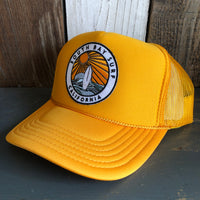 SOUTH BAY SURF (Multi Colored Patch) High Crown Trucker Hat - Gold