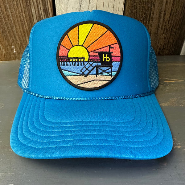 Hermosa Beach OBLIGATORY SUNSET Trucker Hat - Turquoise Blue
