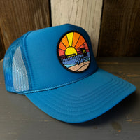 Hermosa Beach OBLIGATORY SUNSET Trucker Hat - Turquoise Blue