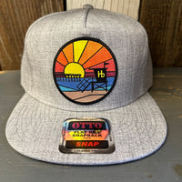 Hermosa Beach OBLIGATORY SUNSET Premium 5-Panel Mid Profile Snapback Hat - Grey