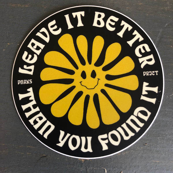Parks Project - Leave It Better Than You Found It :: Smiling Sun - Individual 3" diameter Sticker
