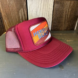 Hermosa Beach GOLF CARTS & YOGA PANTS High Crown Trucker Hat - Burgundy Maroon