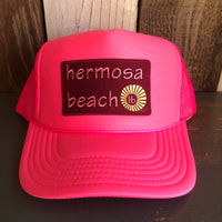 Hermosa Beach WELCOME SIGN Trucker Hat - Neon Pink
