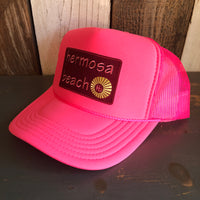 Hermosa Beach WELCOME SIGN Trucker Hat - Neon Pink