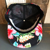 Hermosa Beach SHOREFRONT Hawaiian Pattern 6 Panel Mid Profile Snapback Hat - A ‘o ia (Flat Brim)