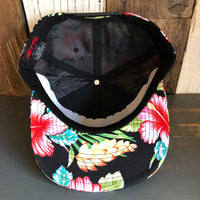 Hermosa Beach WELCOME SIGN Hawaiian Pattern 6 Panel Mid Profile Snapback Hat - A ‘o ia (Flat Brim)