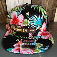 Hermosa Beach HERMOSA AVE Hawaiian Pattern 6 Panel Mid Profile Snapback Hat - A ‘o ia (Flat Brim)