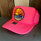 Hermosa Beach OBLIGATORY SUNSET Trucker Hat - Neon Pink