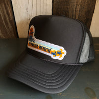 Hermosa Beach GOLDEN HOUR High Crown Trucker Hat - Charcoal (Curved Brim)