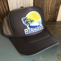 Hermosa Beach FIESTA High Crown Trucker Hat - Charcoal (Curved Brim)