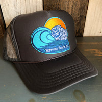 Hermosa Beach TUBULAR High Crown Trucker Hat - Charcoal (Curved Brim)