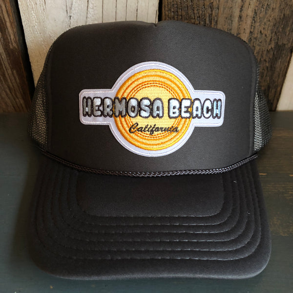 Hermosa Beach HIGH HEAT High Crown Trucker Hat - Charcoal (Curved Brim)