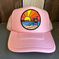 Hermosa Beach OBLIGATORY SUNSET High Crown Trucker Hat - Pink