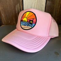 Hermosa Beach OBLIGATORY SUNSET High Crown Trucker Hat - Pink