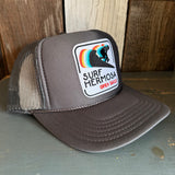 Hermosa Beach SURF HERMOSA :: OPEN DAILY High Crown Trucker Hat - Charcoal (Curved Brim)