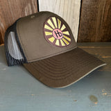 Hermosa Beach SUNBEAMS - 6 Panel Structured Poly/Cotton Front Mesh Back Trucker Hat - Black/Loden Green