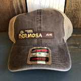 Hermosa Beach HERMOSA AVE 6 Panel Low Profile "OTTO COMFY FIT" Mesh Back Trucker Hat - Dark Brown/Dark Brown/Khaki