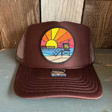 Hermosa Beach OBLIGATORY SUNSET High Crown Trucker Hat - Brown