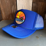 Hermosa Beach OBLIGATORY SUNSET Trucker Hat - Royal Blue (Curved Brim)